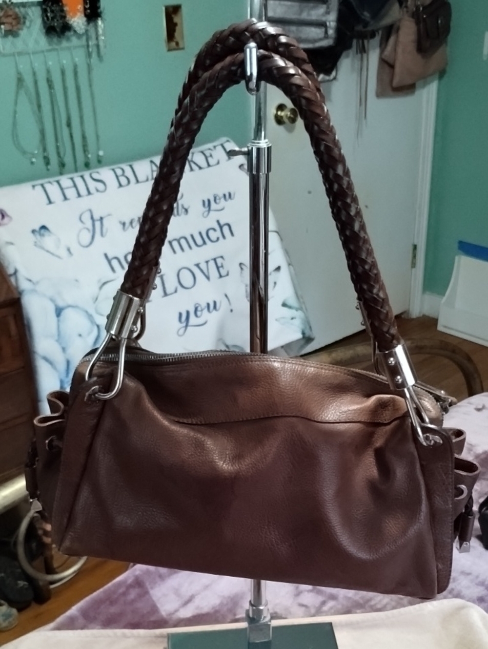 Michael Kors Brown Leather Braided-Handle Satchel
